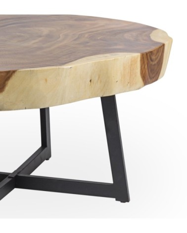 SUAR - Table basse en suar et fer 80/90 x 45