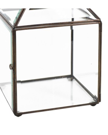 BISEL - Bevelled transparent glass candle holder 17 x 17 x 25