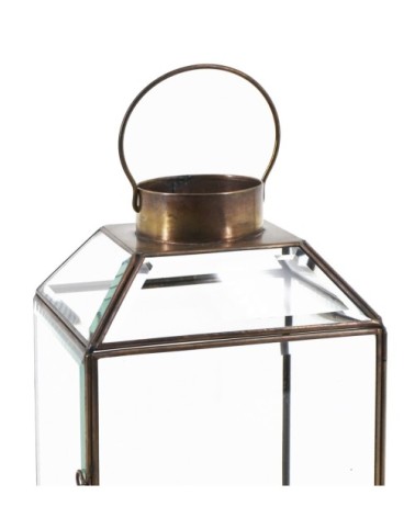 BISEL - Bevelled transparent glass candle holder 17 x 17 x 25