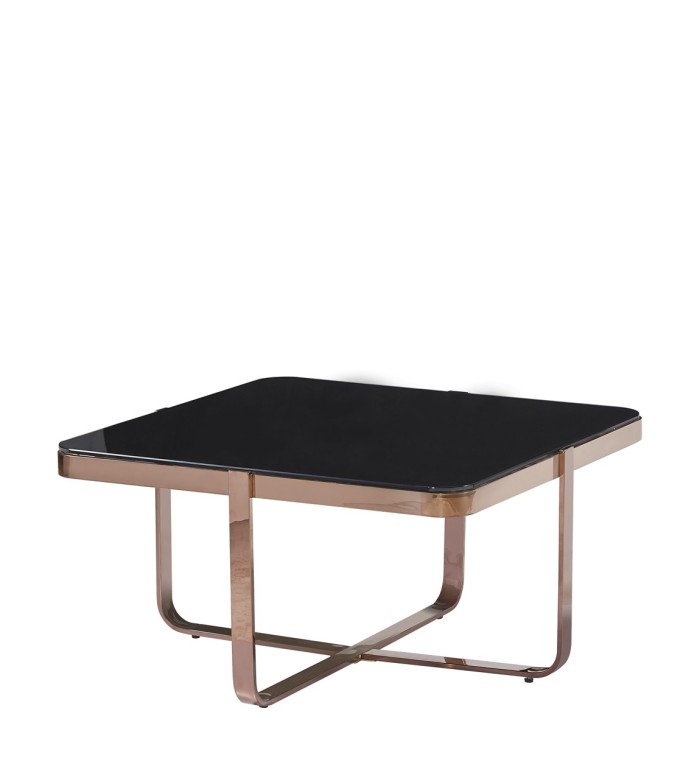 BERLIN - Square steel and glass center table 80 x 80 x 42