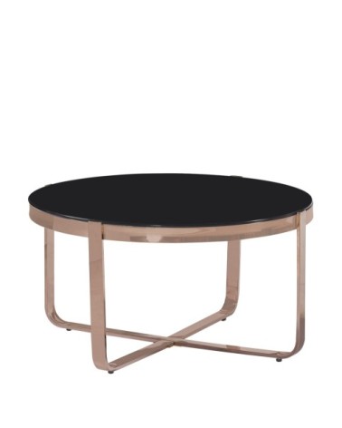 BERLIN - Round steel and glass center table 80 x 80 x 42