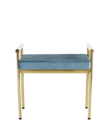 BERLIN - Blue fabric and steel bench 60 x 40 x 56