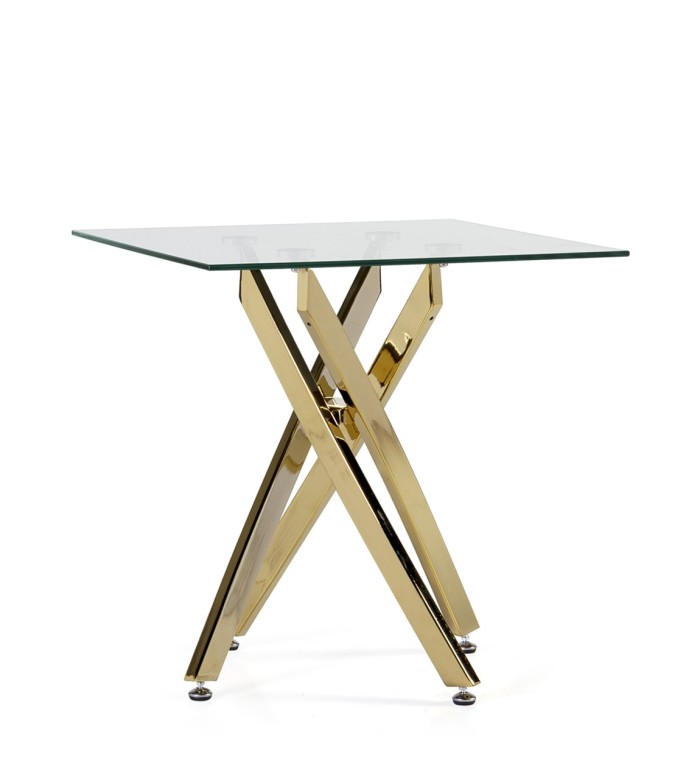 BERLIN - Table d'appoint en acier et verre 55 x 55 x 55