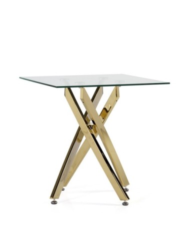 BERLIN - Table d'appoint en acier et verre 55 x 55 x 55