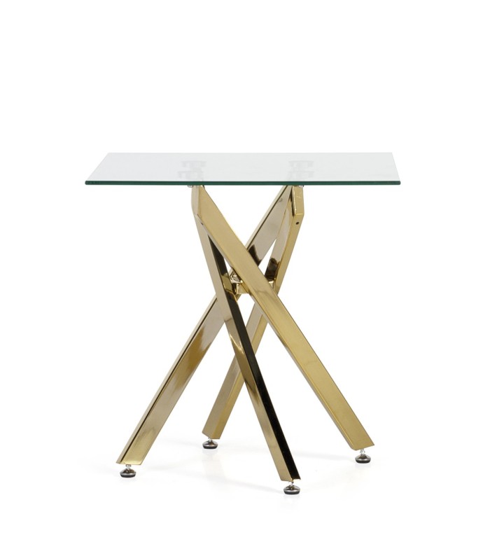 BERLIN - Table d'appoint en acier et verre 55 x 55 x 55