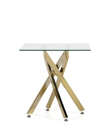 BERLIN - Table d'appoint en acier et verre 55 x 55 x 55