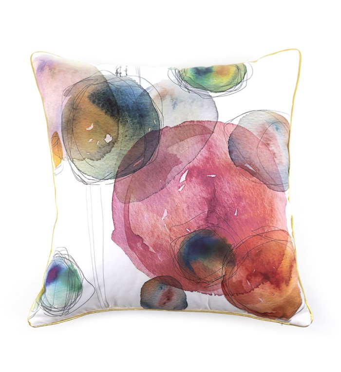 OLIVIA - Coussin en polyester cercles multicolores 45 x 45