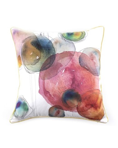 OLIVIA - Multicoloured circles polyester cushion 45 x 45