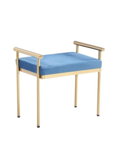 BERLIN - Blue fabric and steel bench 60 x 40 x 56