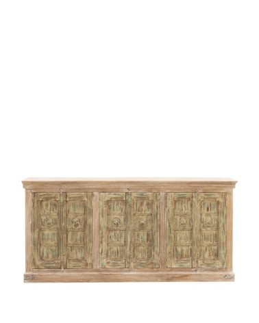 ALHAMBRA - Buffet en manguier avec 6 portes 210 x 45 x 100