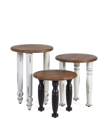 Set de 3 Tables en manguier et acacia 40ø*55 / 40ø*45 / 40ø*35