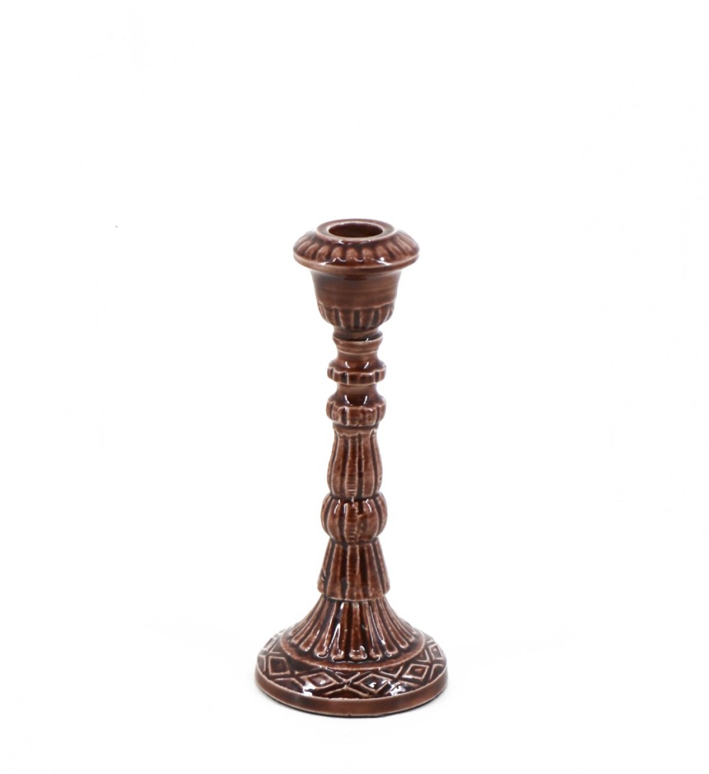 SILKAR - Brown aluminium candle holder 8 x 8 x 20