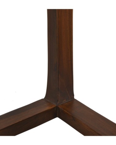 Tavolino d'angolo in teak e intreccio di pelle 45 x 45 x 45