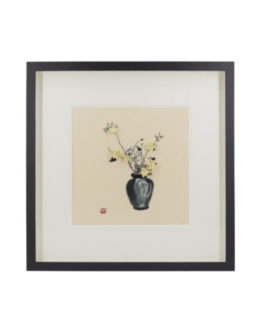 DIANA - Embroidered vase flowers picture wall 60 x 4 x 60