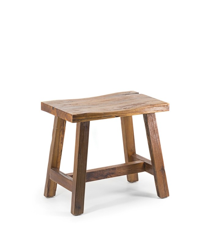 Rectangular recycled teak stool 52 x 32 x 48