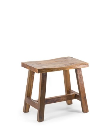 Rectangular recycled teak stool 52 x 32 x 48