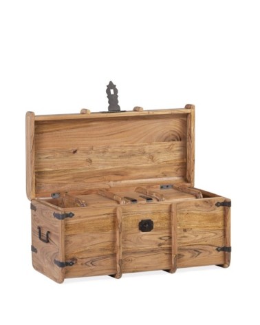 MONTANA - Set of 2 Acacia and iron chests 72 x 36 x 36 / 52 x 27 x 27