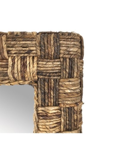 RATTAN - Check pattern rattan and rope mirror 80 x 100