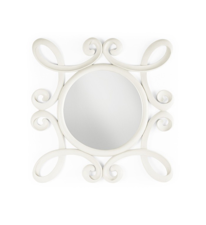 JASMINE - White mahogany wood vintage mirror 100 x 4 x 100