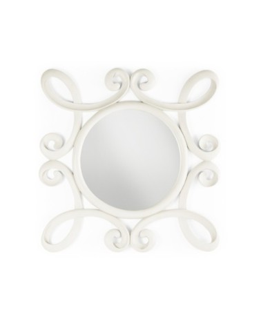 JASMINE - Miroir en bois d'acajou blanc vintage 100 x 4 x 100