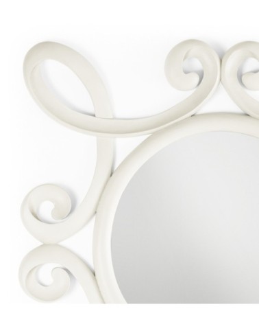 JASMINE - Miroir en bois d'acajou blanc vintage 100 x 4 x 100