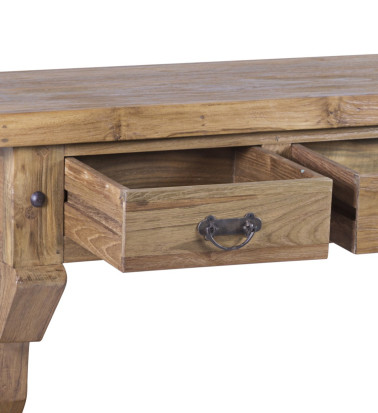 Rustic teak console with 3 drawers 140 x 40 x 80