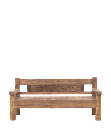 Recycled teak train track-style bench 208 x 80 x 95