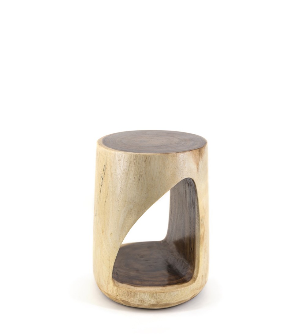 Suar wood trunk stool with hollow 30 x 30 x 45