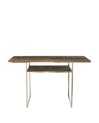 Spruce and stainless steel console table 120 x 35 x 82