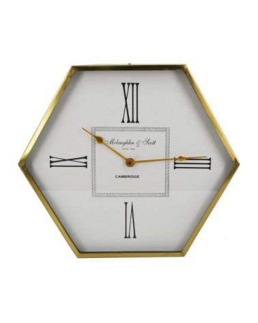 ATENAS - Reloj de pared hexagonal de color dorado 45 x 5 x 53