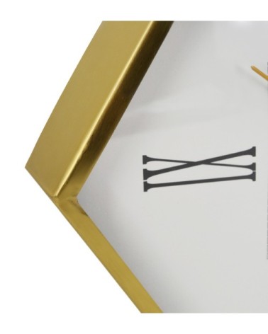 ATENAS - Reloj de pared hexagonal de color dorado 45 x 5 x 53