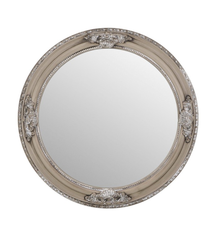 DAKOTA - Round bleached beige wood mirror 58 x 5 x 58