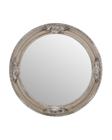 DAKOTA - Miroir rond en bois beige blanchi 58 x 5 x 58