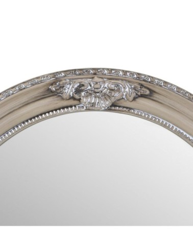 DAKOTA - Round bleached beige wood mirror 58 x 5 x 58