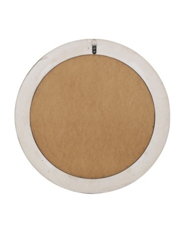 DAKOTA - Miroir rond en bois beige blanchi 58 x 5 x 58