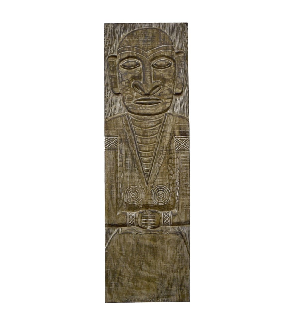 Primitive figures design teak panel 50 x 165