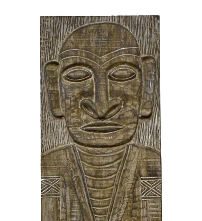 PANNELLO IN TEAK CON DISEGNO FIGURA PRIMITIVA 50 x 165