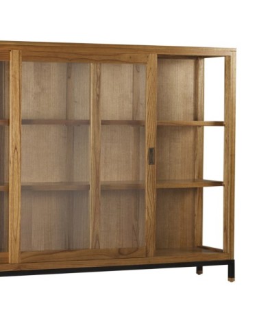 MADHU - Vitrine modulaire en mindi et fer avec portes coulissantes 180 x 40 x 138