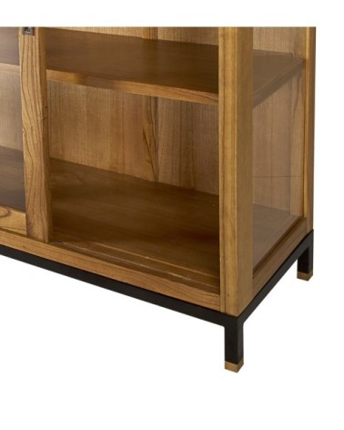 MADHU - Vitrina modular em mindi e ferro com portas de correr 180 x 40 x 138