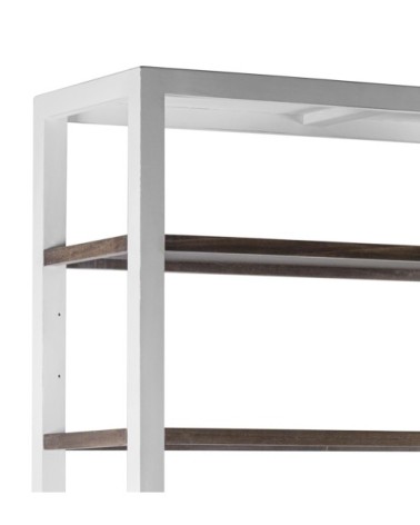 EVEREST - Librería de madera blanca y marrón con ruedas 120 x 45 x 212