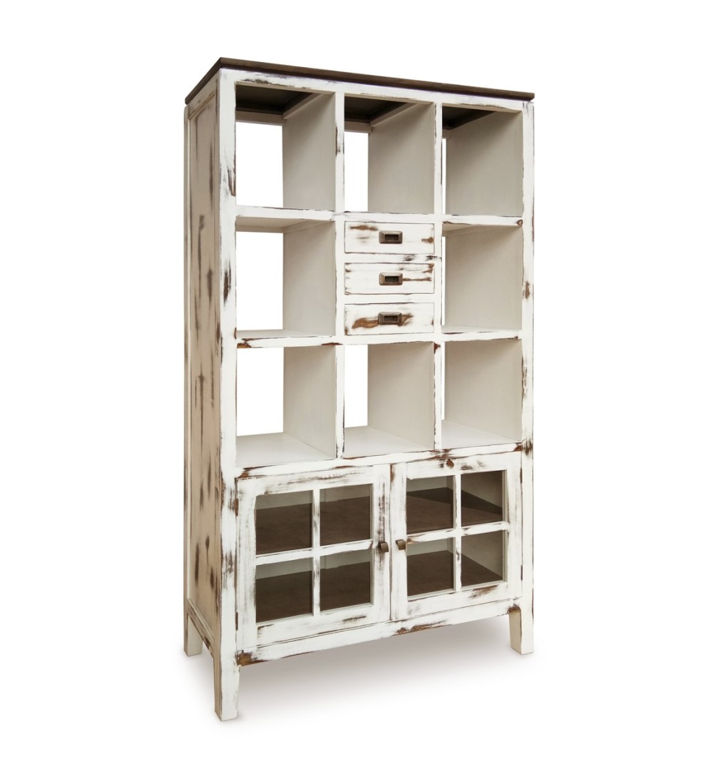 EVEREST - Rustic finish mindi wood bookcase 110 x 40 x 190