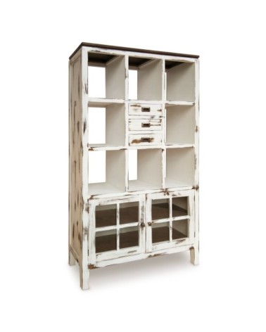 EVEREST - Libreria in mindi con finitura rustica 110 x 40 x 190