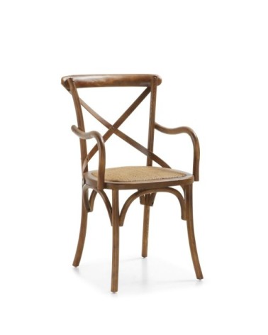 PARIS - Oak and rattan armchair 50 x 43 x 90