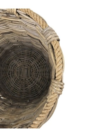 Set of 3 rattan and rope baskets 40 x 40 x 40 / 32 x 32 x 34 / 22 x 22 x 25