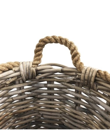 Set of 3 rattan and rope baskets 40 x 40 x 40 / 32 x 32 x 34 / 22 x 22 x 25