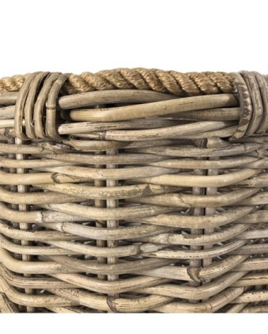 Set of 3 rattan and rope baskets 40 x 40 x 40 / 32 x 32 x 34 / 22 x 22 x 25