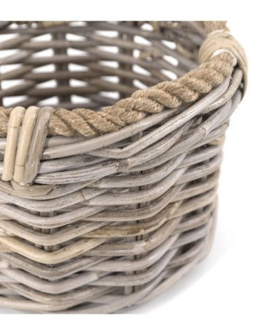 Set of 3 rattan and rope baskets 40 x 40 x 32 / 32 x 32 x 25 / 22 x 22 x 18