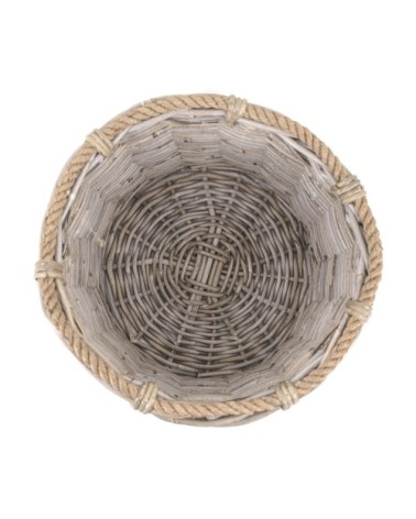 Set of 3 rattan and rope baskets 40 x 40 x 32 / 32 x 32 x 25 / 22 x 22 x 18