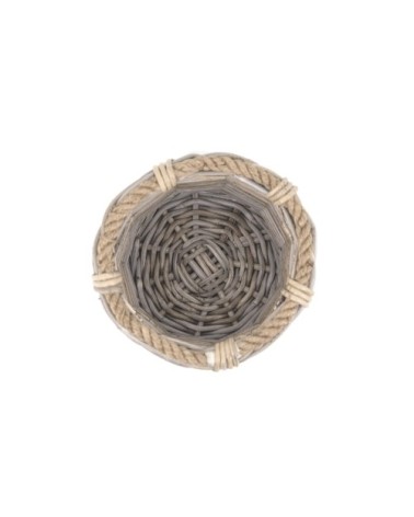 Set of 3 rattan and rope baskets 40 x 40 x 32 / 32 x 32 x 25 / 22 x 22 x 18