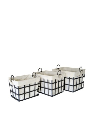 Set de 3 paniers à linge en métal 50 x 40 x 40 / 45 x 35 x 38 / 40 x 30 x 35